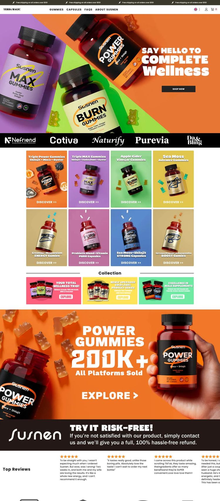 Screenshot 2 of Susnen (Example Shopify Supplements Website)
