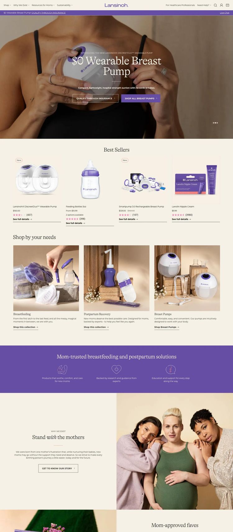 Screenshot 2 of Lansinoh (Example Shopify Health and Wellness Website)