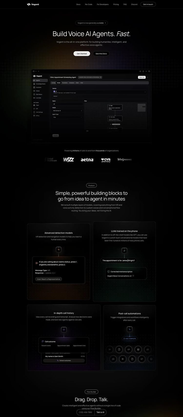 Screenshot 2 of Vogent (Example Framer AI and Machine Learning Website)