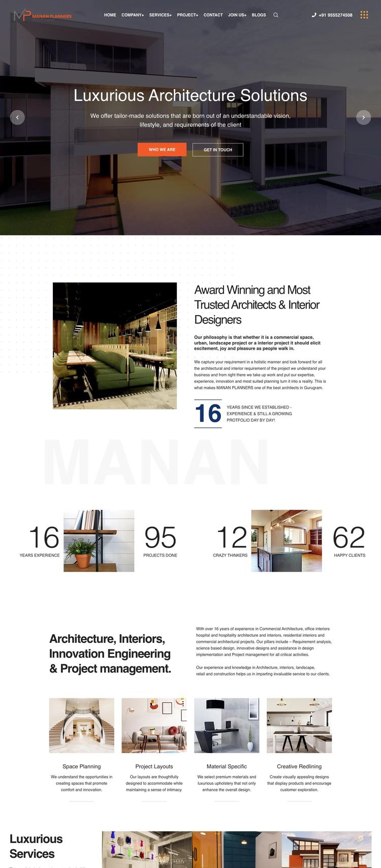 Screenshot 2 of Manan Planners (Example WordPress Architect Website)