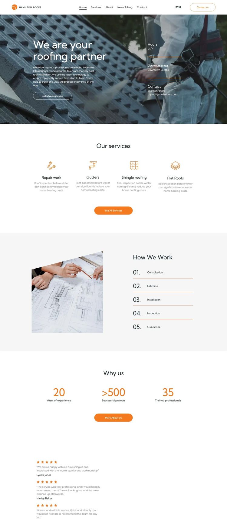 Screenshot 1 of Roofing Company Template