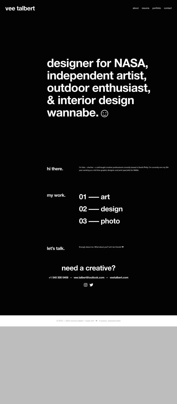 Screenshot 1 of Vee Talbert (Example Squarespace Artist Website)