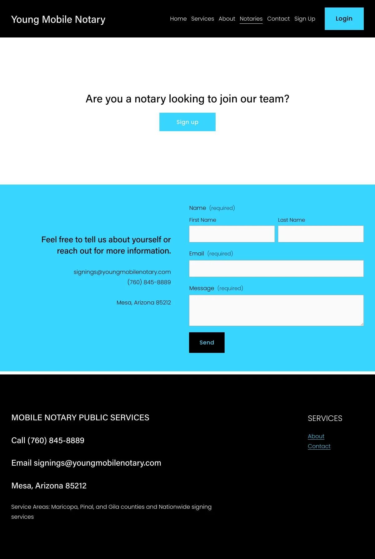 Screenshot 3 of Young Mobile Notary (Example Squarespace Notary Website)