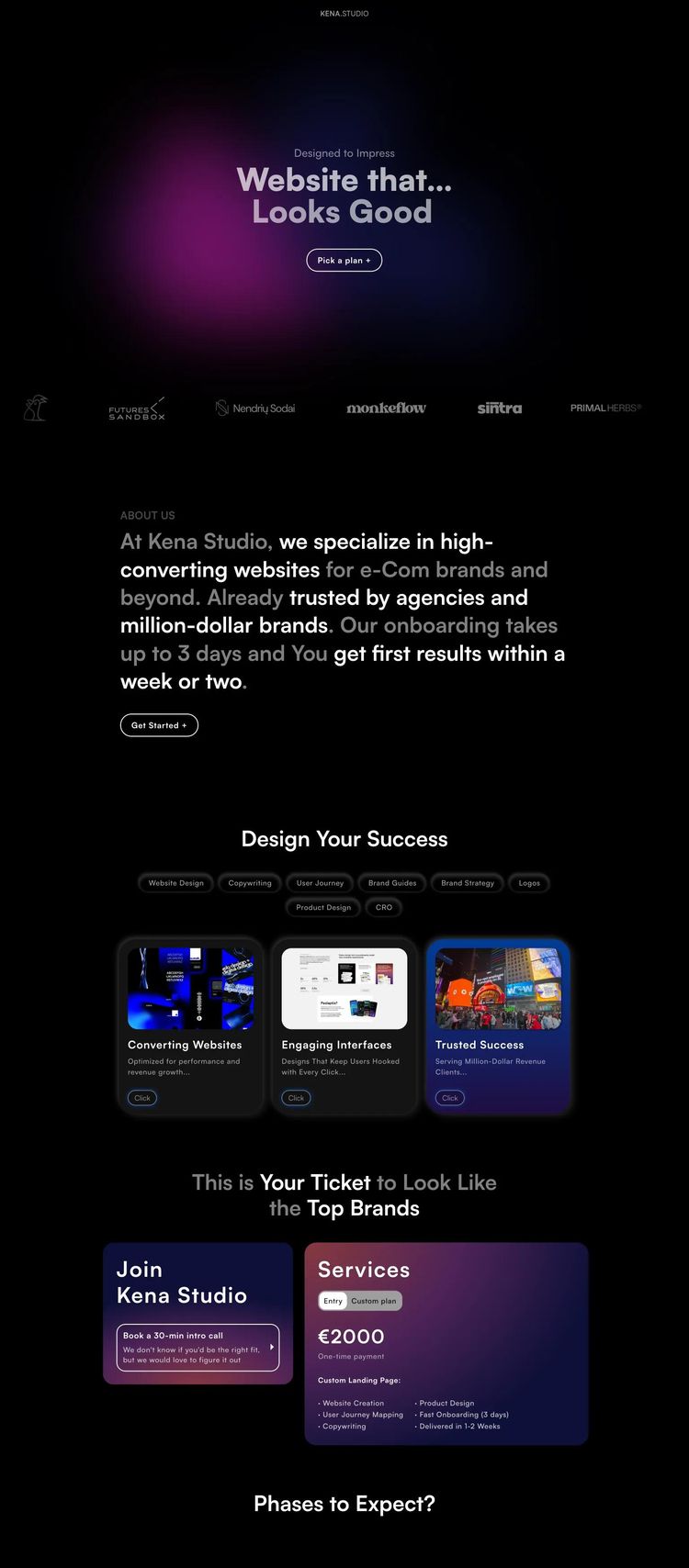 Screenshot 2 of Kena Studio (Example Framer Design Agency/Studio Website)