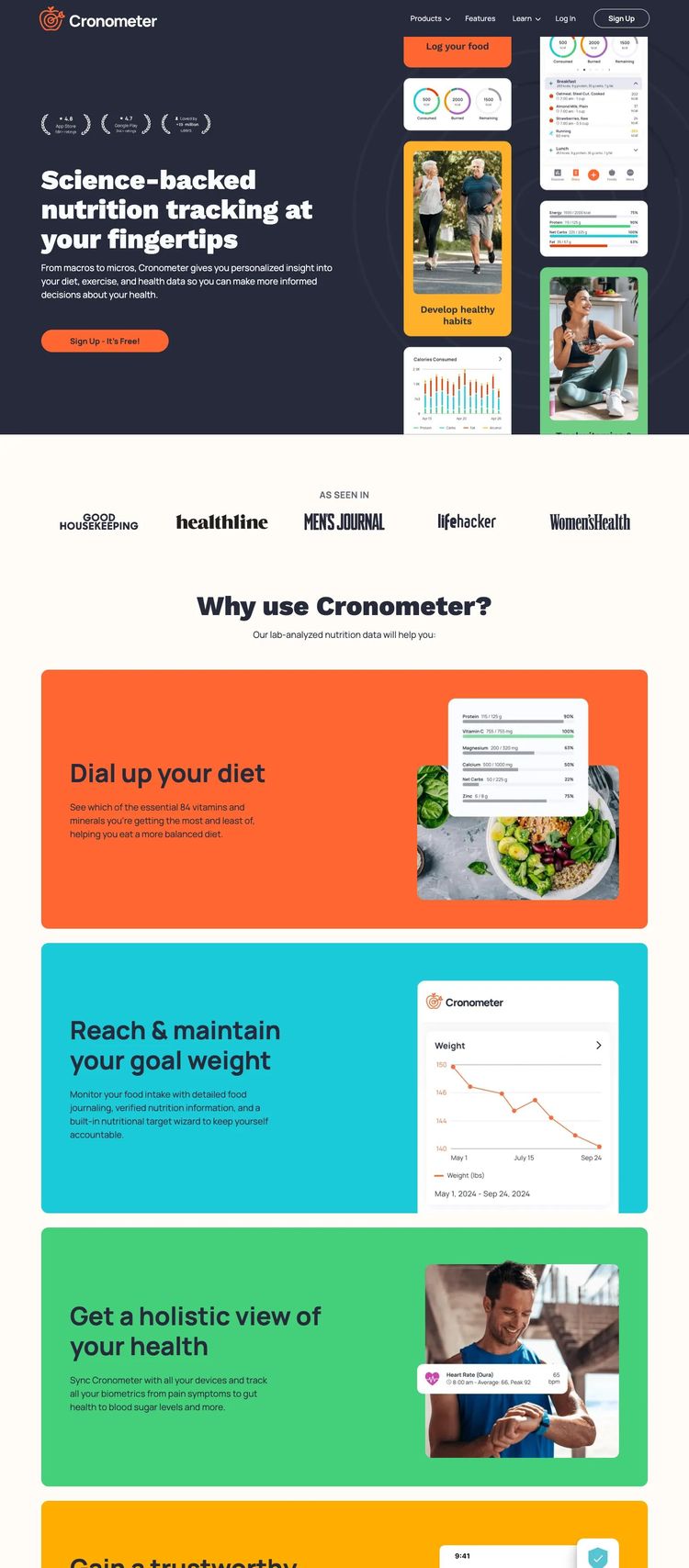 Screenshot 2 of Cronometer (Example WordPress Mobile App Website)