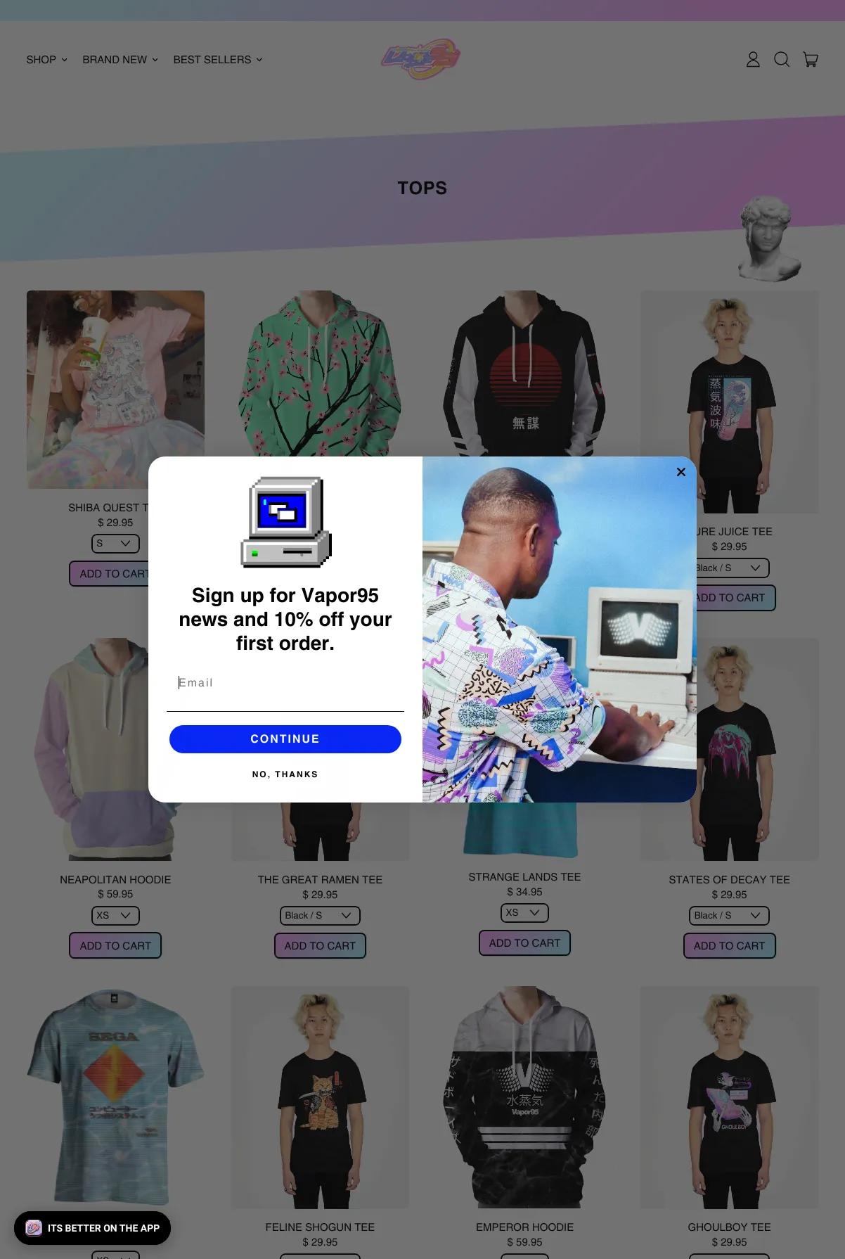 Screenshot 2 of Vapor95 (Example Shopify Clothing Website)