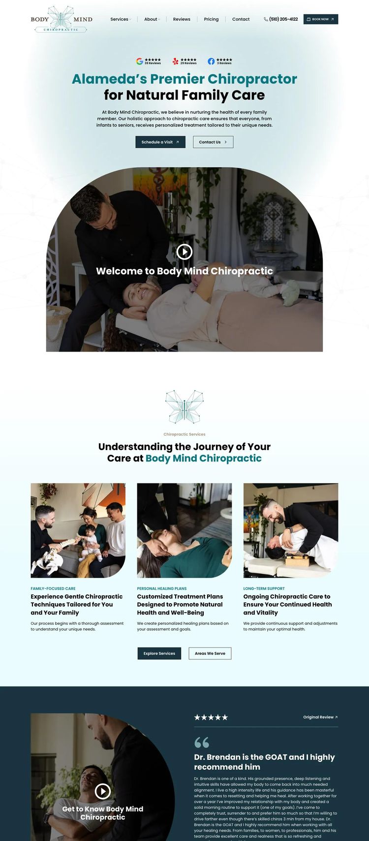 Screenshot 2 of Body Mind Chiropractic (Example Webflow Chiropractor Website)