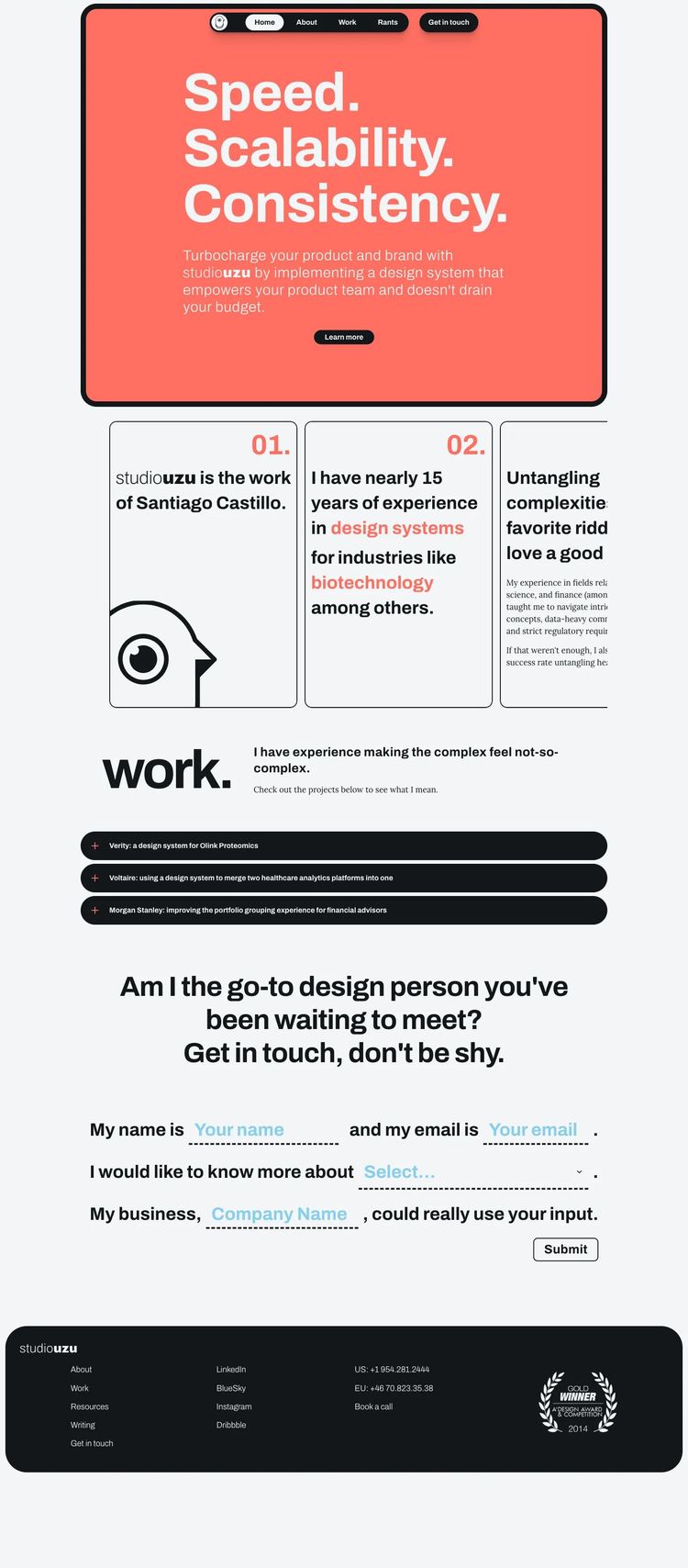 Screenshot 2 of studiouzu (Example Framer Design Agency/Studio Website)