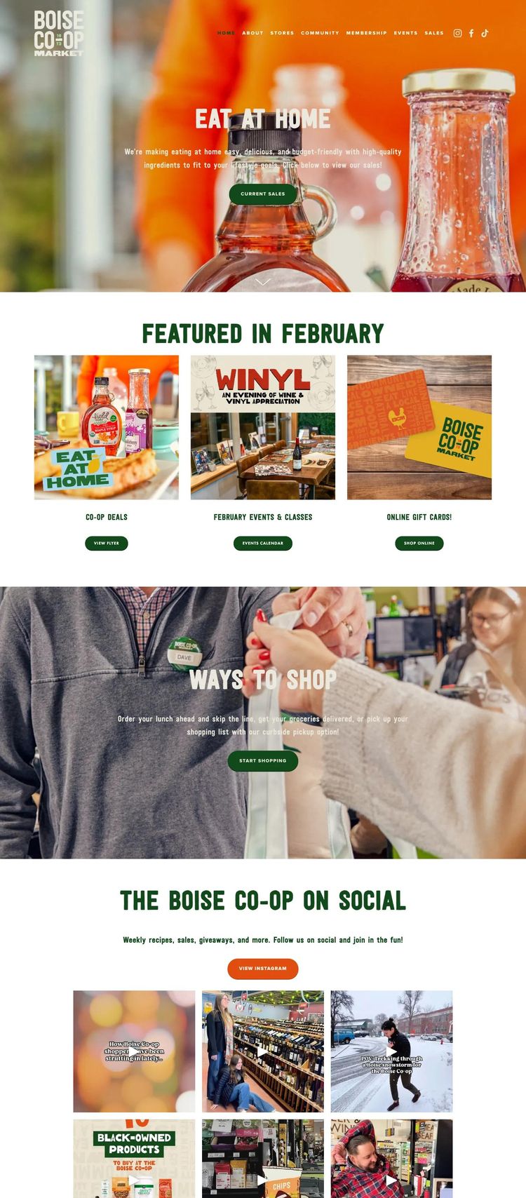 Screenshot 2 of Boise Co-op (Example Squarespace Food and Beverage Website)