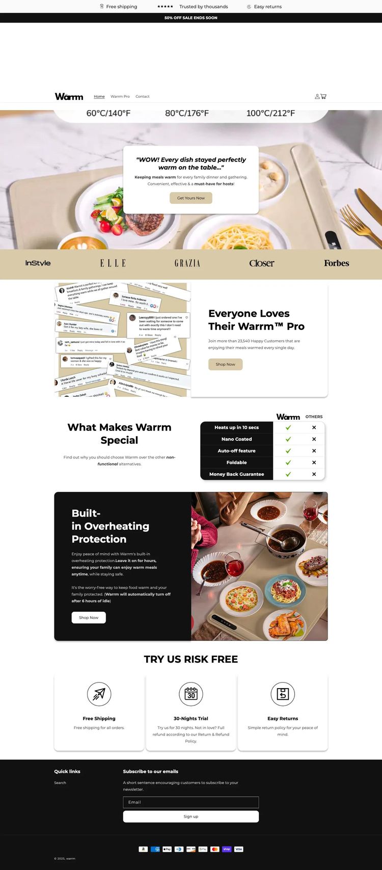Screenshot 2 of Warrm (Example Shopify Food and Beverage Website)