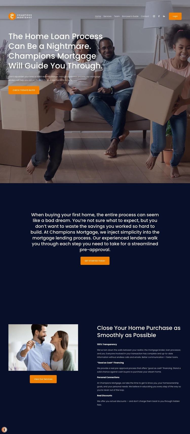 Screenshot 1 of Champions Mortgage (Example Squarespace Real Estate Agent Website)