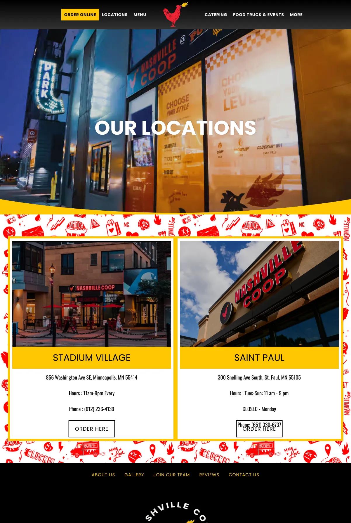 Screenshot 2 of NashvilleCoop (Example Squarespace Restaurant Website)
