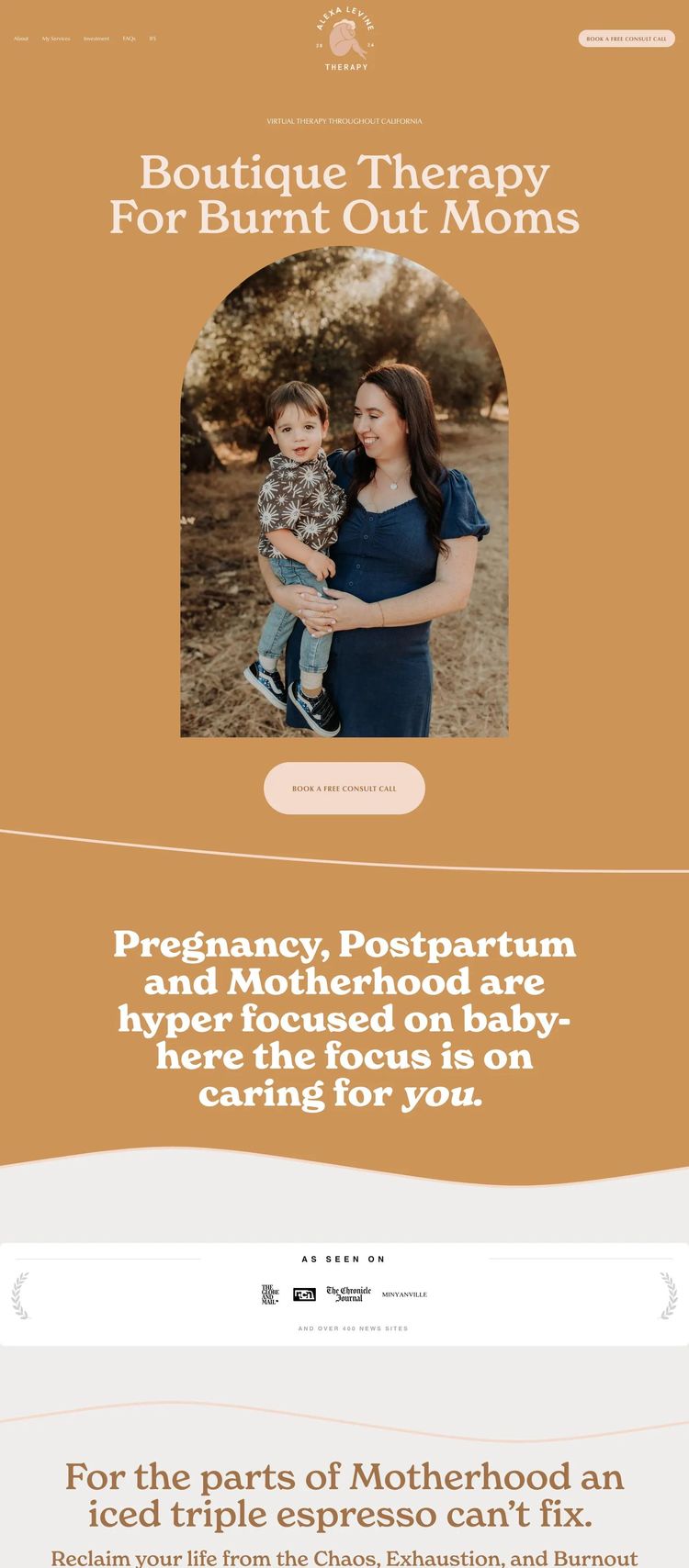 Screenshot 2 of Therapy for California Moms (Example Squarespace Therapist Website)