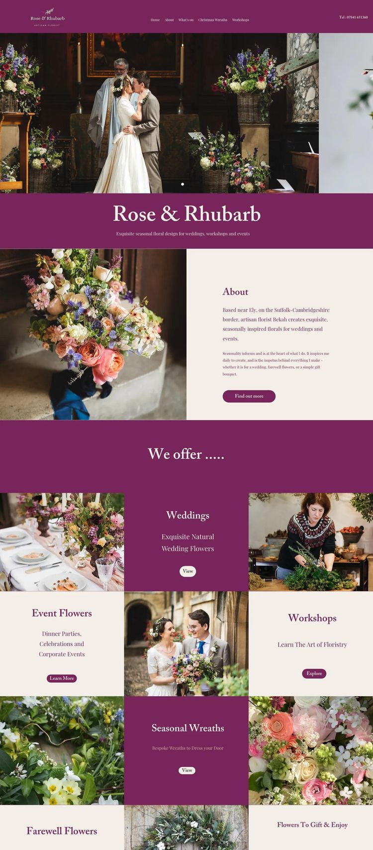 Screenshot 2 of Rose & Rhubarb (Example Wix Florist Website)