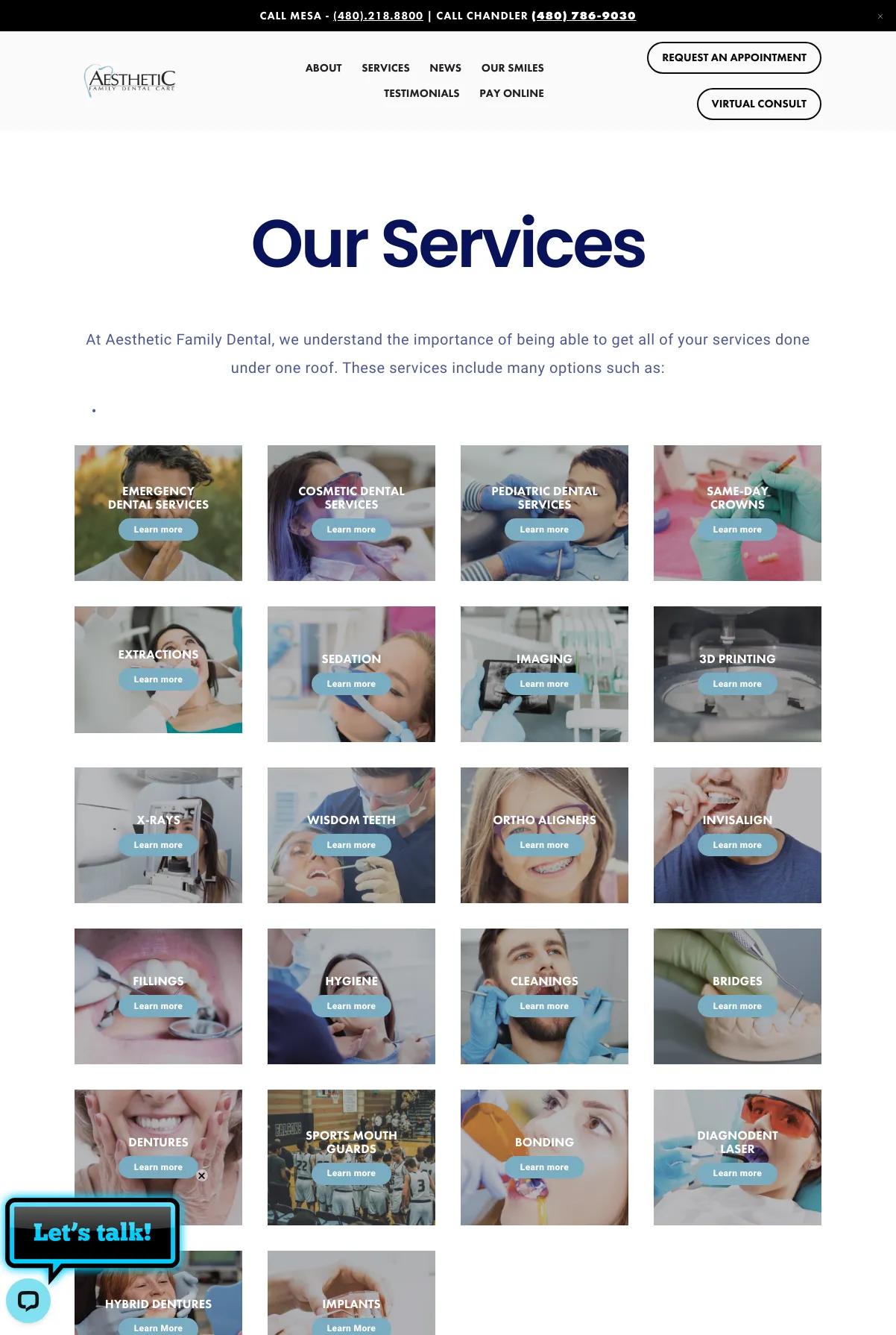 Screenshot 2 of Aesthetic Family Dental Care (Example Squarespace Dentist Website)