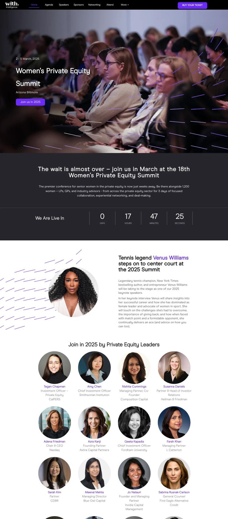 Screenshot 2 of Women’s Private Equity Summit (Example WordPress Conference Website)