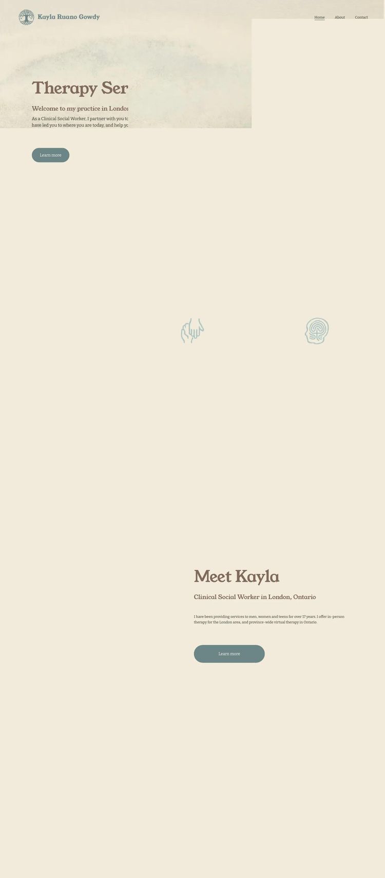 Screenshot 2 of Kayla Ruano Gowdy (Example Squarespace Therapist Website)