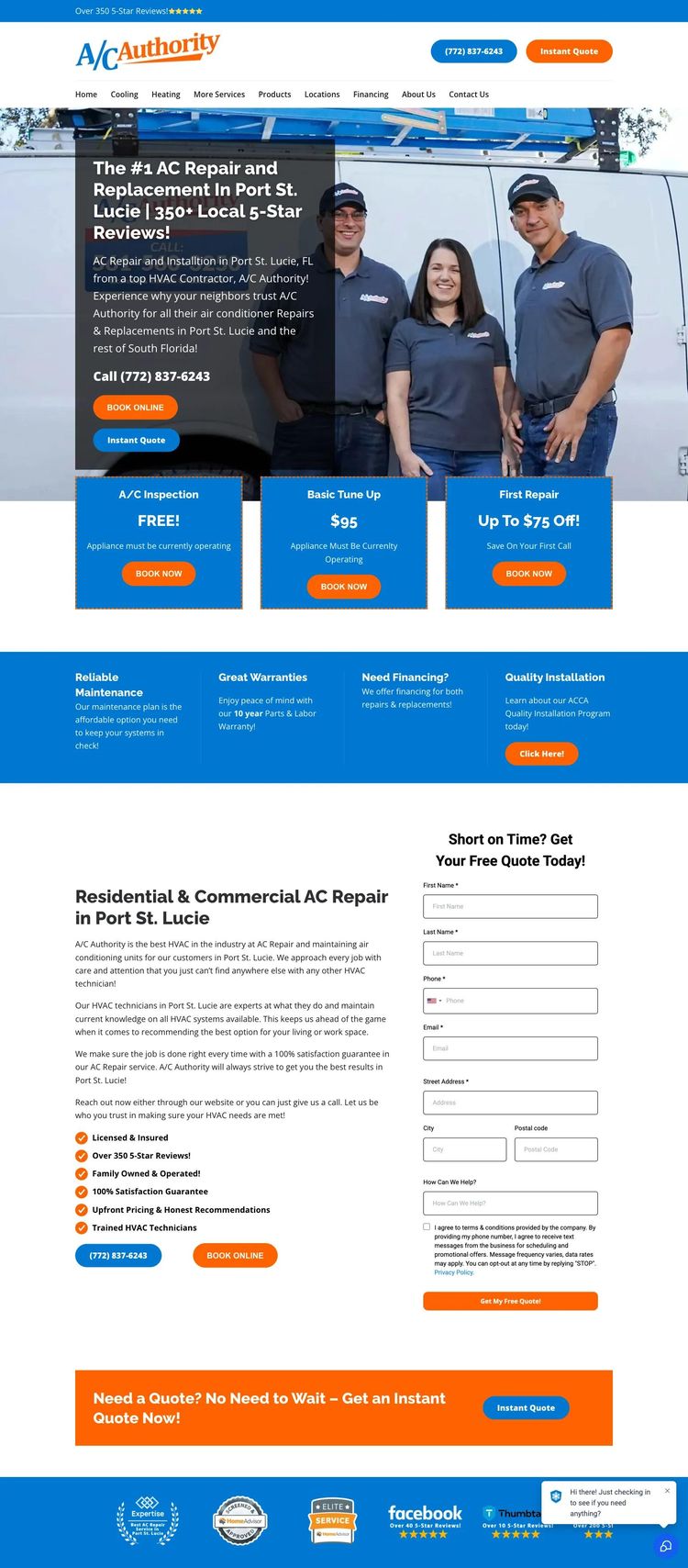 Screenshot 1 of AC Authority (Example Webflow HVAC Website)