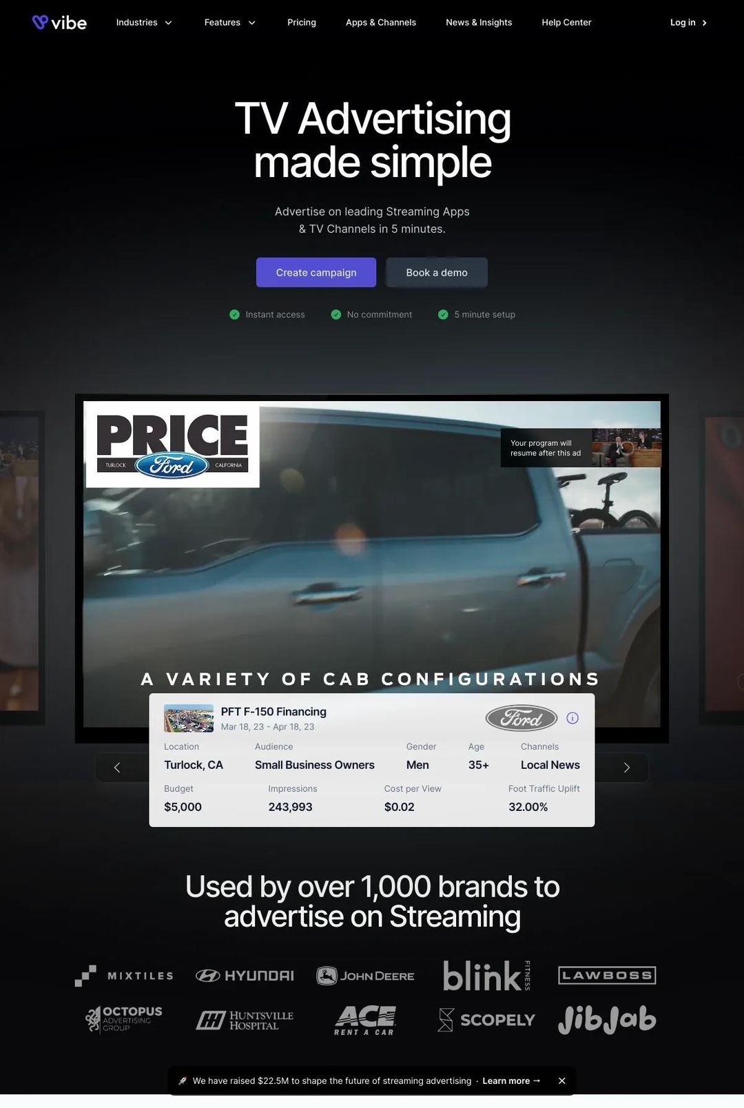 Screenshot 1 of Vibe.co (Example Squarespace Website)