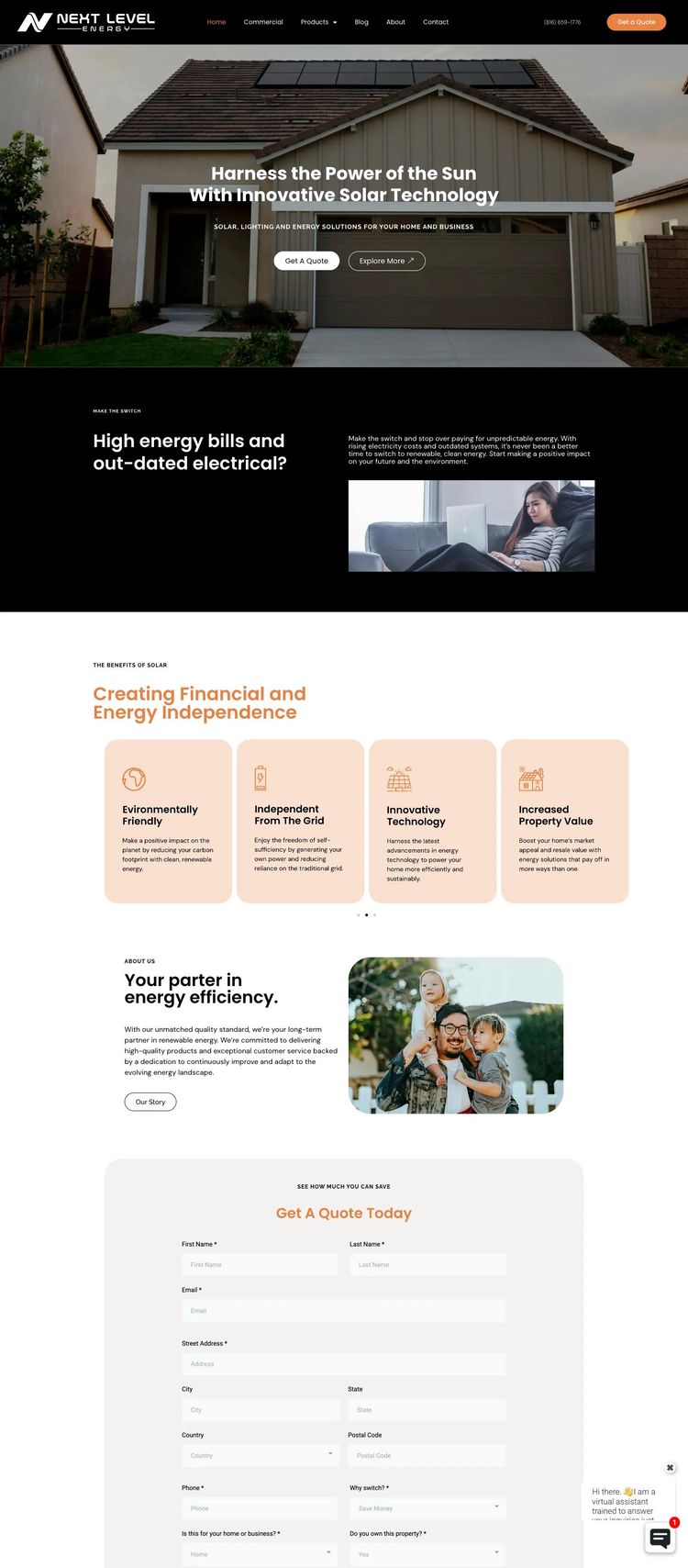 Screenshot 2 of Next Level Energy (Example WordPress Solar Website)