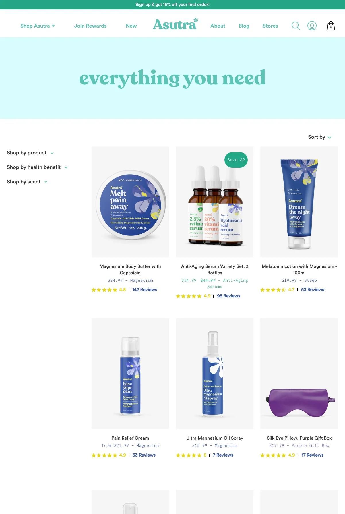 Screenshot 2 of Asutra (Example Shopify Website)