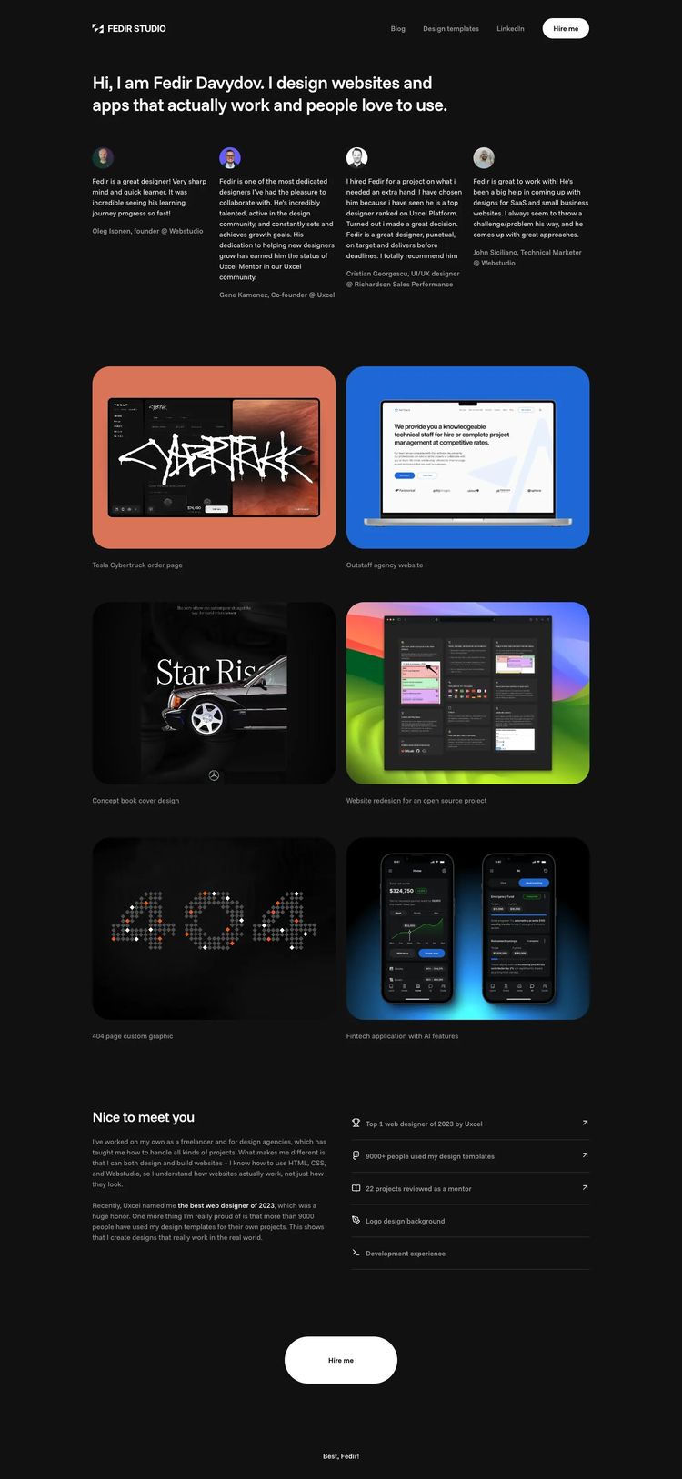Screenshot 1 of Fedir Studio (Example Webstudio Web Developer Portfolio Website)