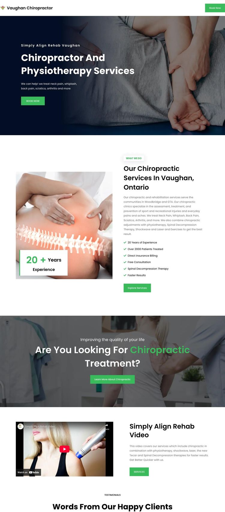 Screenshot 2 of Vaughan Chiropractor (Example WordPress Chiropractor Website)