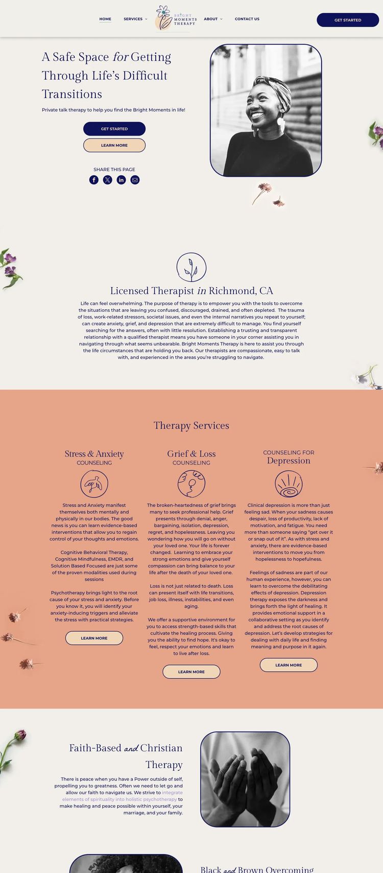Screenshot 1 of Bright Moments Therapy (Example Duda Therapist Website)