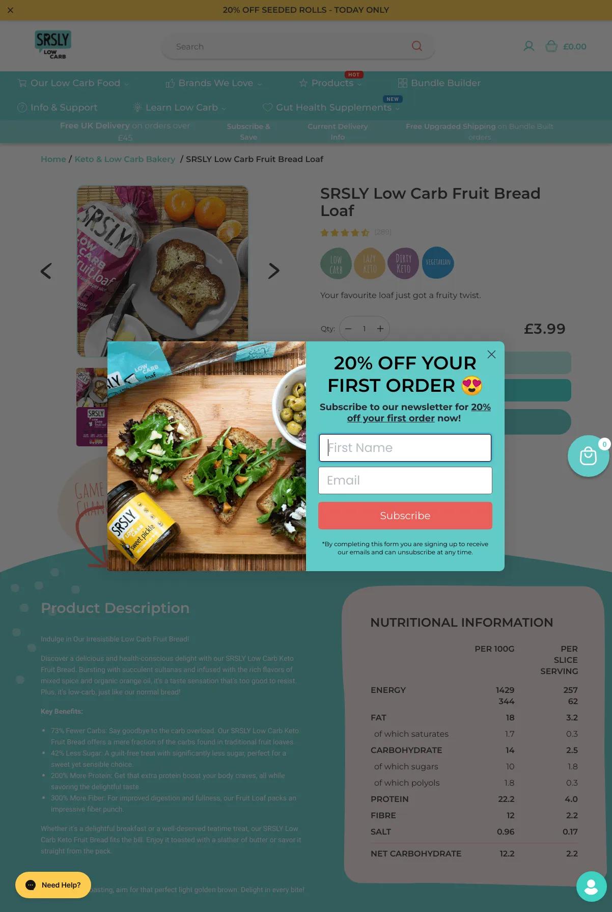 Screenshot 3 of Seriously Low Carb (Example Shopify Food and Beverage Website)