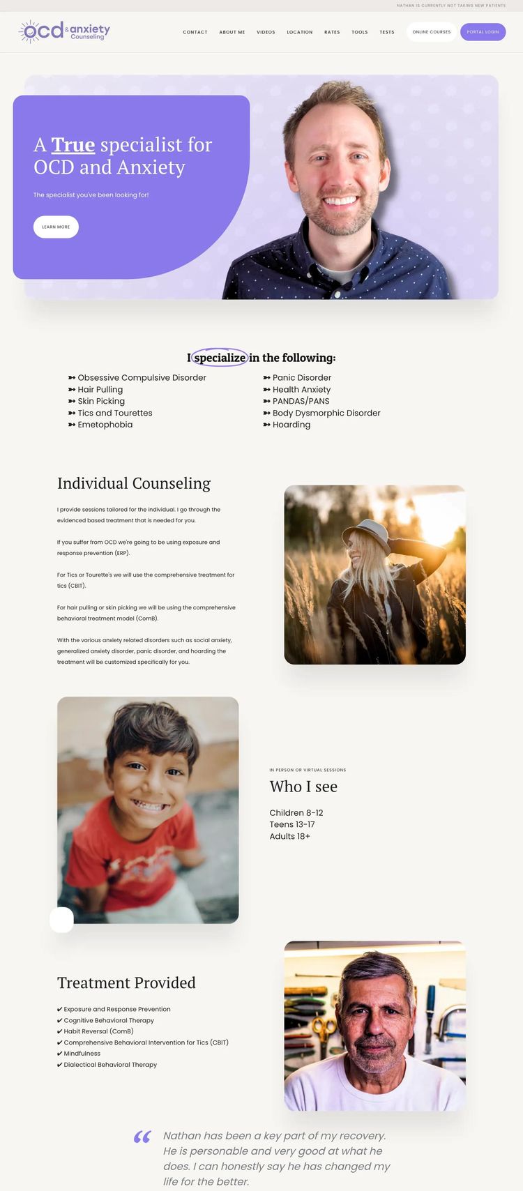 Screenshot 2 of Nathan Peterson (Example undefined Therapist Website)
