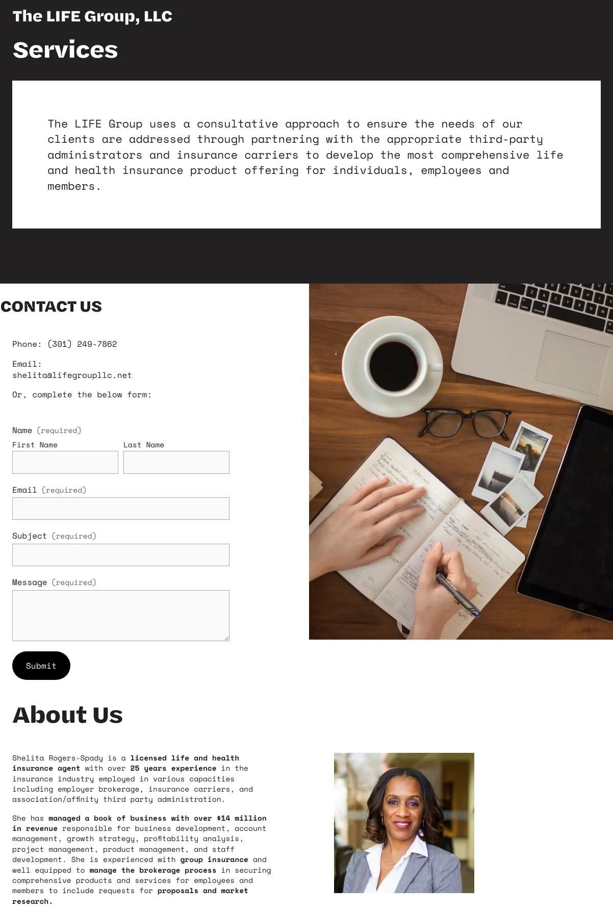 Screenshot 2 of The LIFE Group, LLC (Example Squarespace Insurance Agent Website)