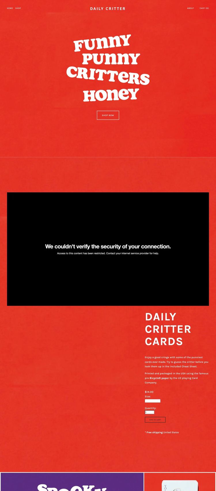 Screenshot 2 of Daily Critter (Example Squarespace Ecommerce (General) Website)