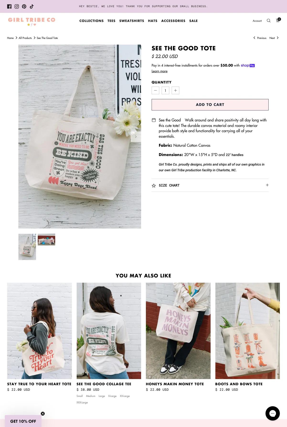 Screenshot 3 of Girl Tribe Co. (Example Shopify Clothing Website)