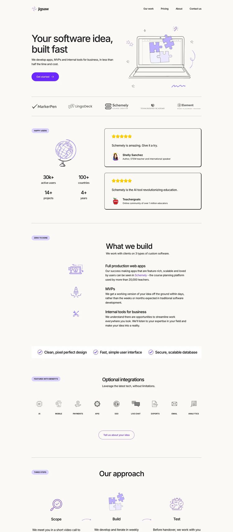 Screenshot 2 of Jigsaw (Example Framer Software Development Website)