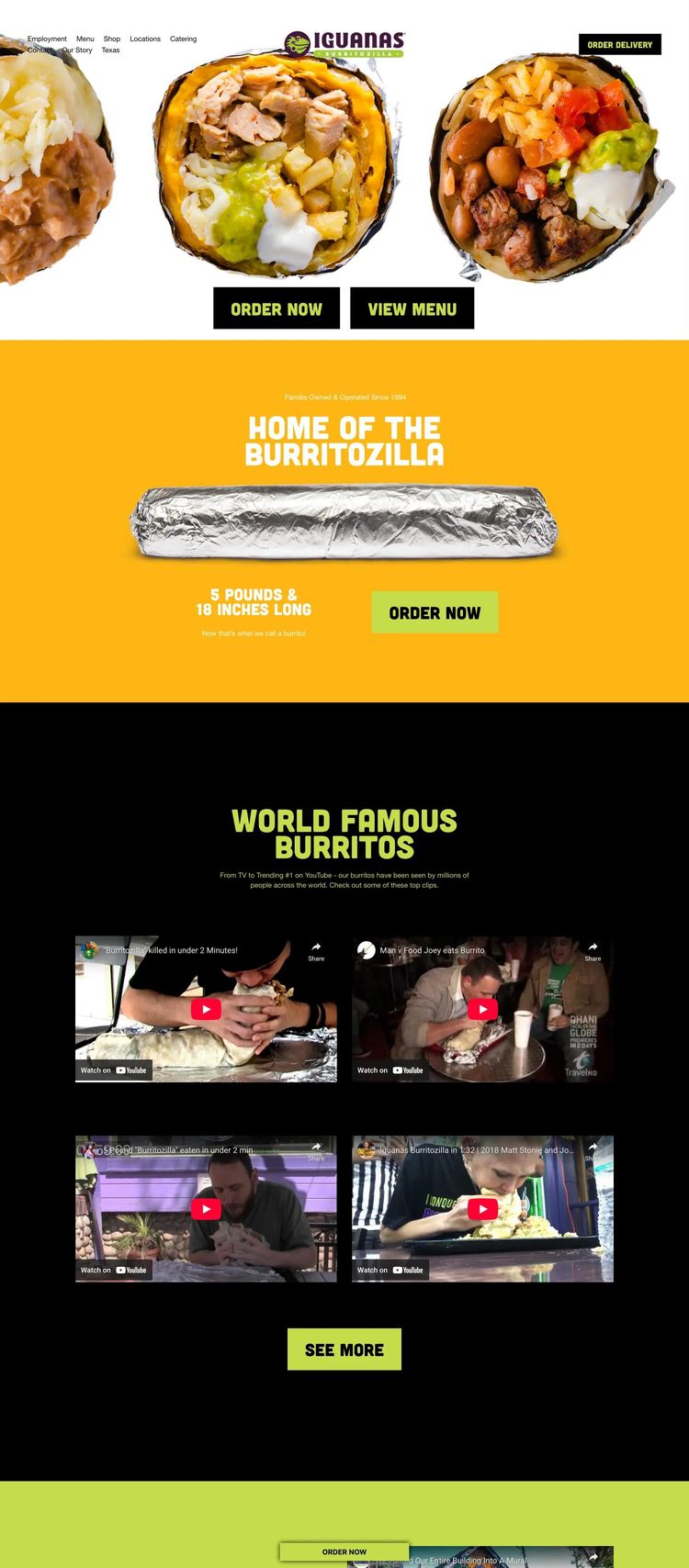 Screenshot 2 of Burritozilla (Example Squarespace Restaurant Website)