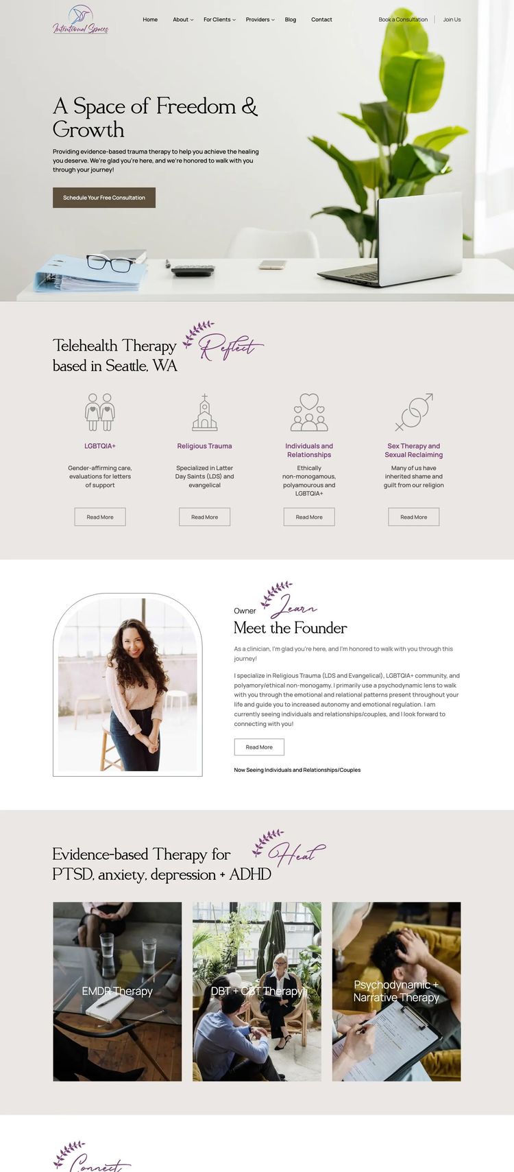 Screenshot 2 of Intentional Spaces (Example WordPress Therapist Website)