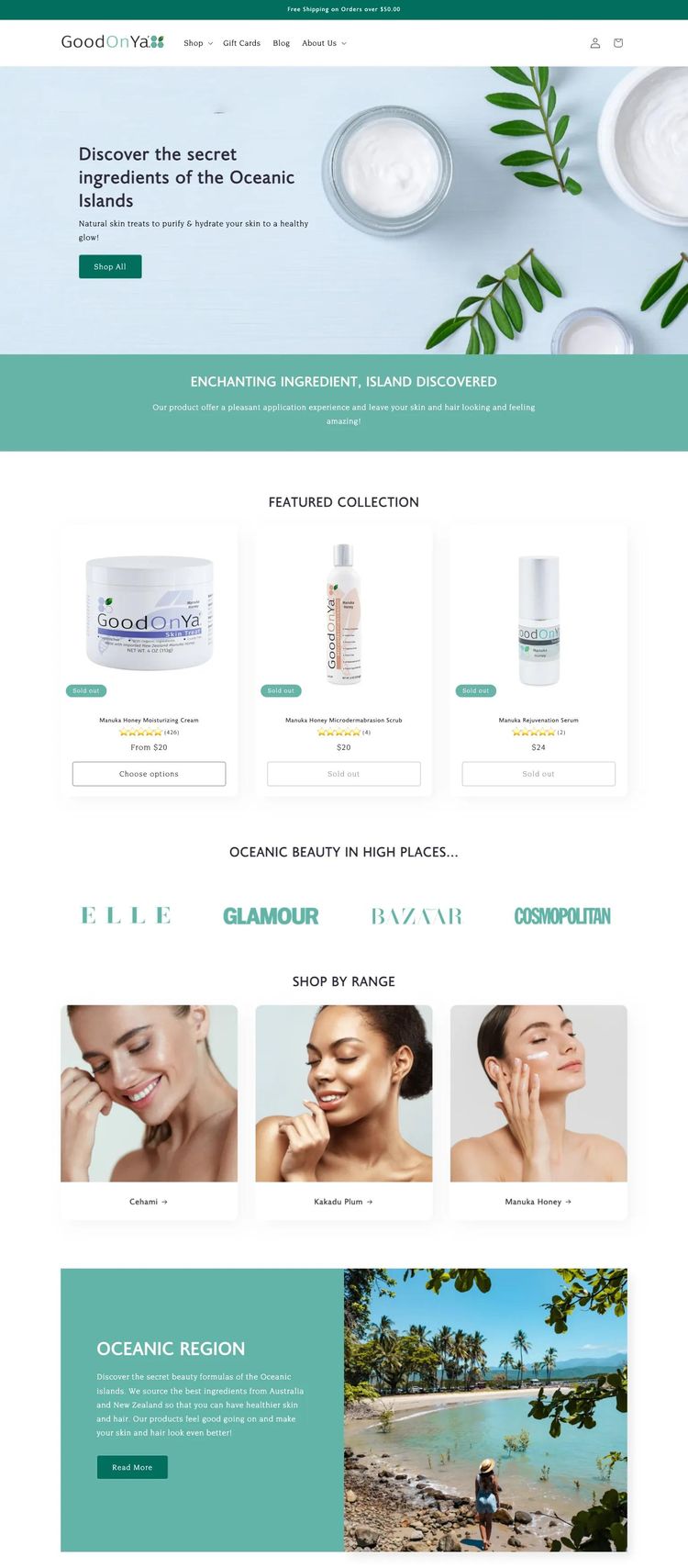 Screenshot 2 of Oceanic Beauty (Example Shopify Beauty Products Website)