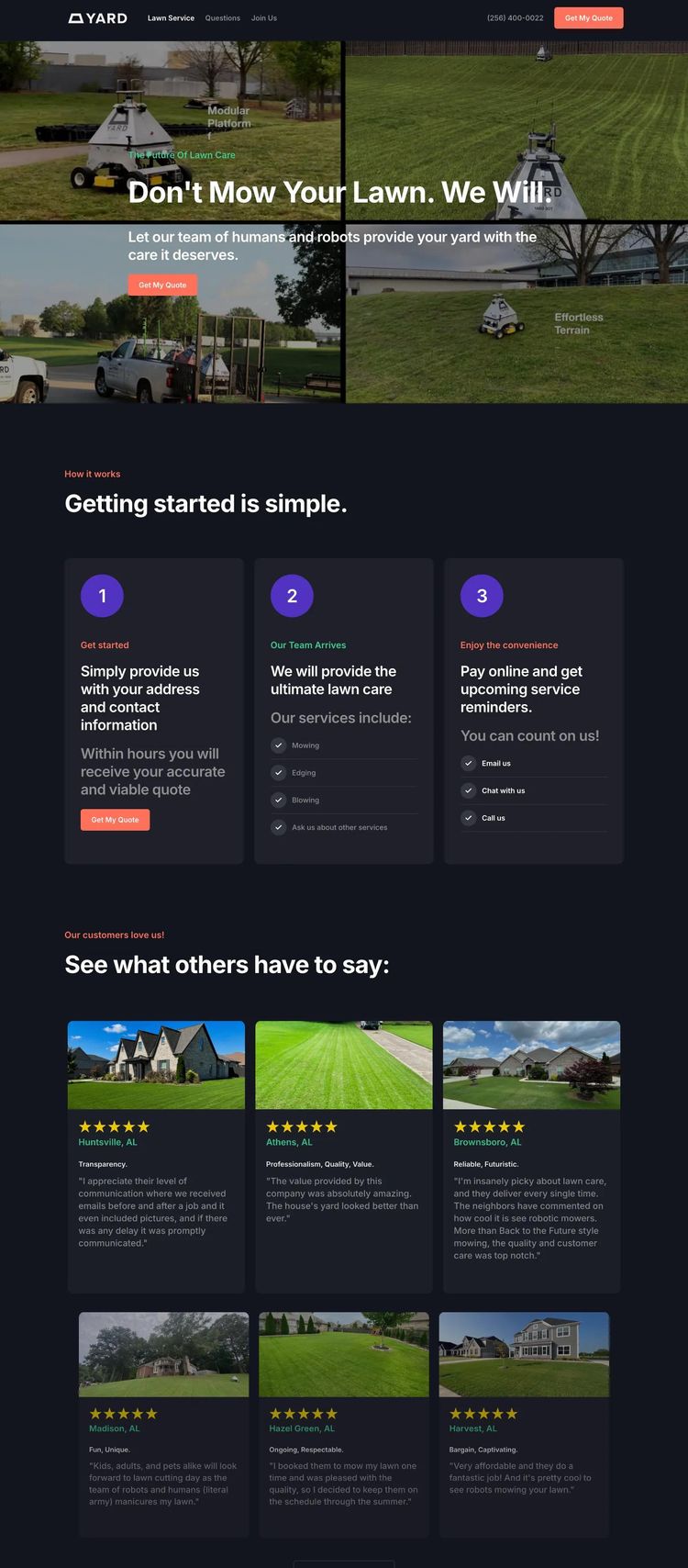 Screenshot 2 of Yard Bot (Example Webflow Lawn Care Website)