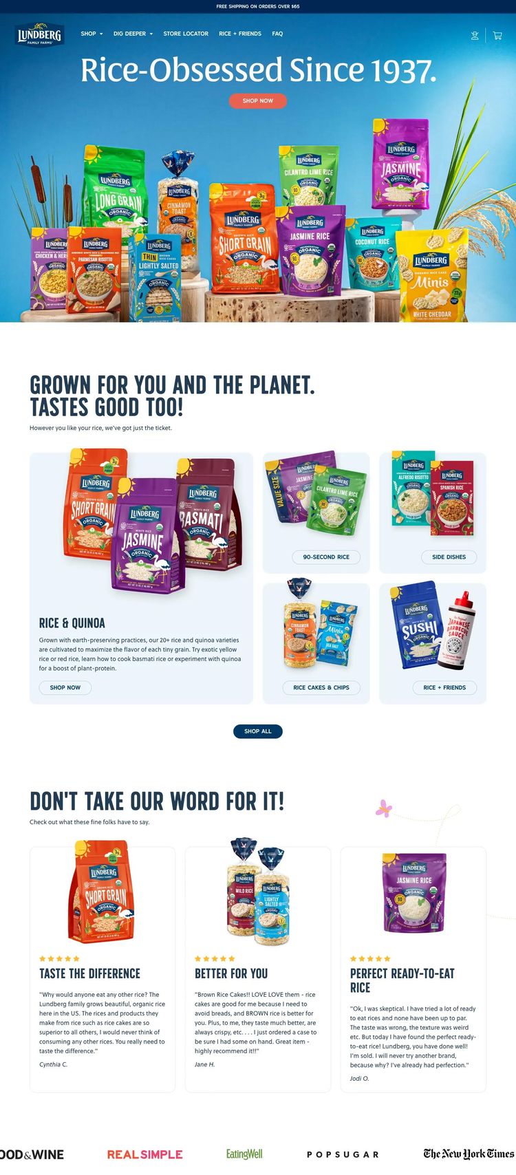 Screenshot 2 of Lundberg (Example Shopify Food and Beverage Website)