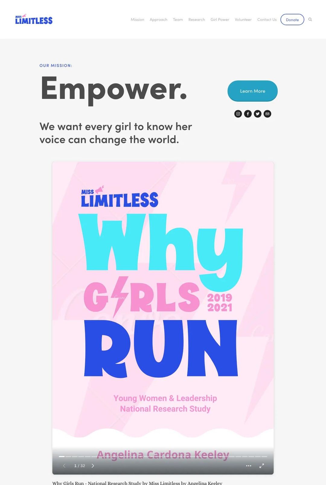 Screenshot 1 of Miss Limitless (Example Squarespace Nonprofit Website)