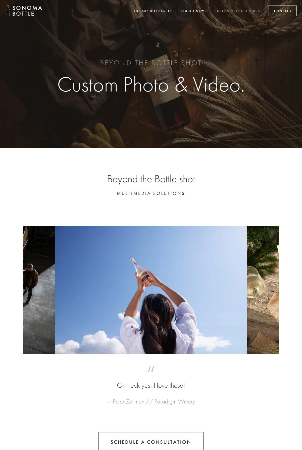 Screenshot 3 of Sonoma Bottle (Example Squarespace Photography Website)