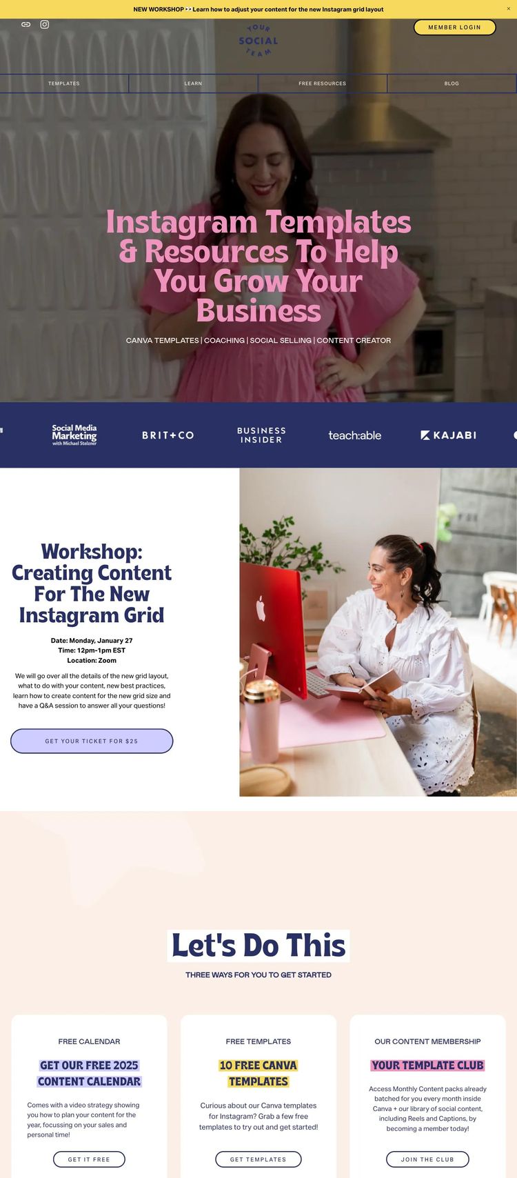Screenshot 1 of Your Social Team (Example Squarespace Ecommerce (General) Website)