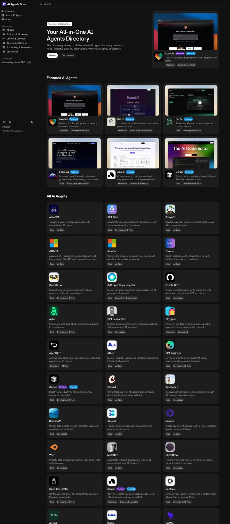 Screenshot 2 of Ai Agents Base (Example Framer AI and Machine Learning Website)