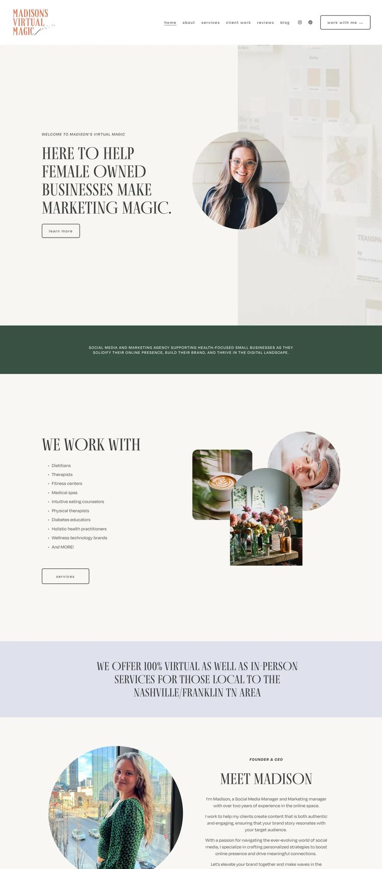 Screenshot 2 of Madison's Virtual Magic (Example Squarespace Marketing Agency Website)