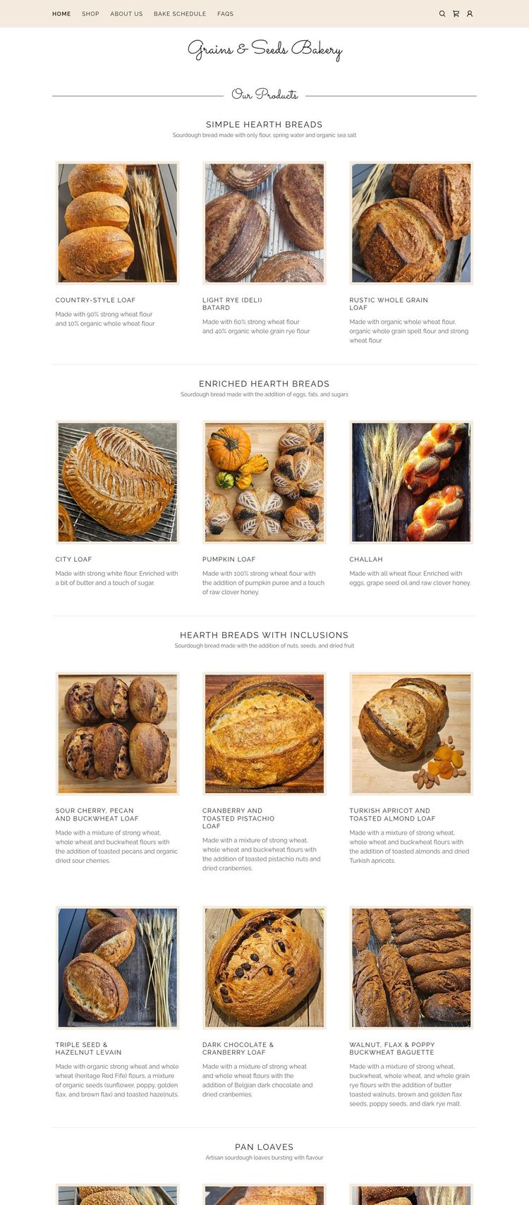 Screenshot 2 of Grains & Seeds Bakery (Example undefined Bakery Website)