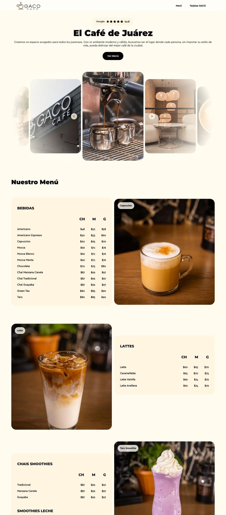 Screenshot 2 of GACO (Example Framer Coffee Shop/Café Website)
