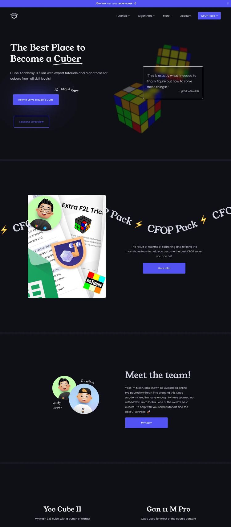 Screenshot 2 of Cube Academy (Example Squarespace Online Course Creator Website)