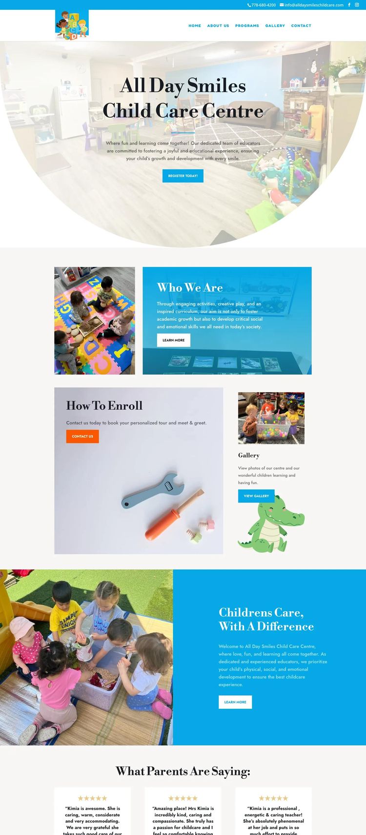 Screenshot 2 of All Day Smiles Child Care Centre (Example WordPress Child Care Website)