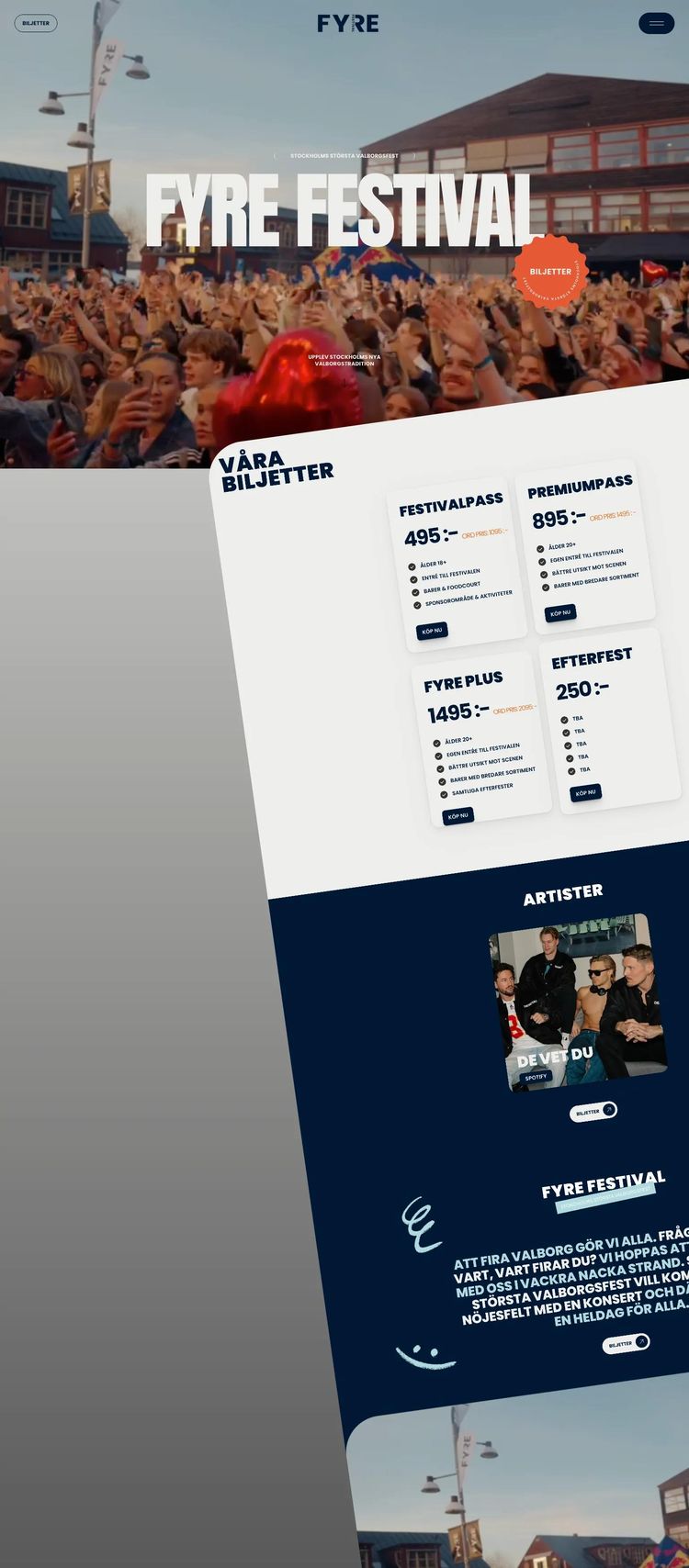 Screenshot 2 of Fyre Festival (Example Framer DJ/Entertainment Website)