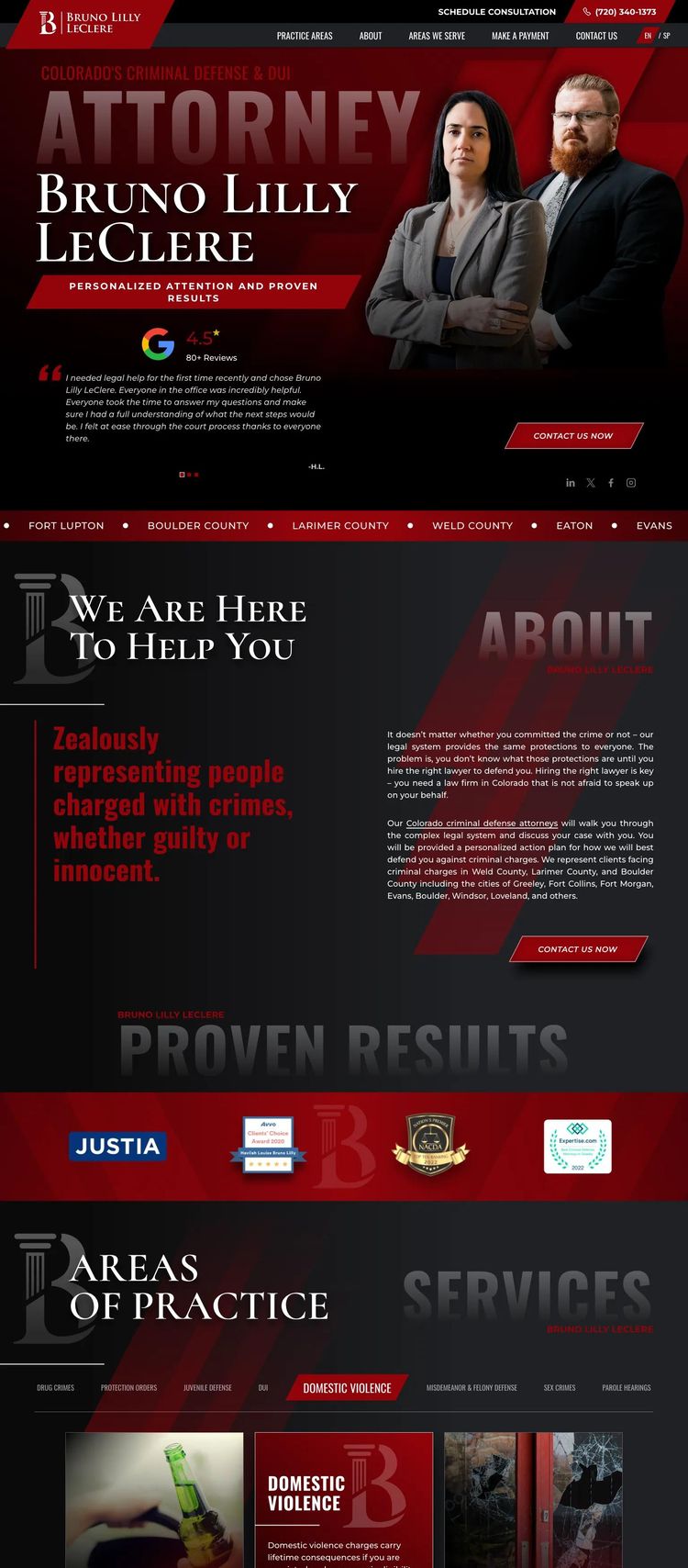 Screenshot 1 of Bruno Lilly Legal, PLLC (Example Squarespace Law Firm Website)